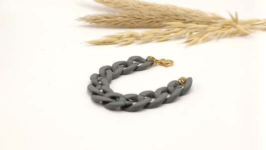 Bracelet grosse maille acétate gris