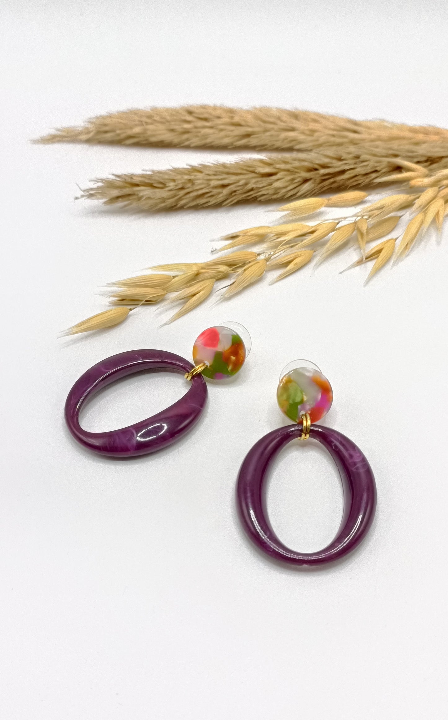Cadix, boucles d'oreilles violet foncé style vintage