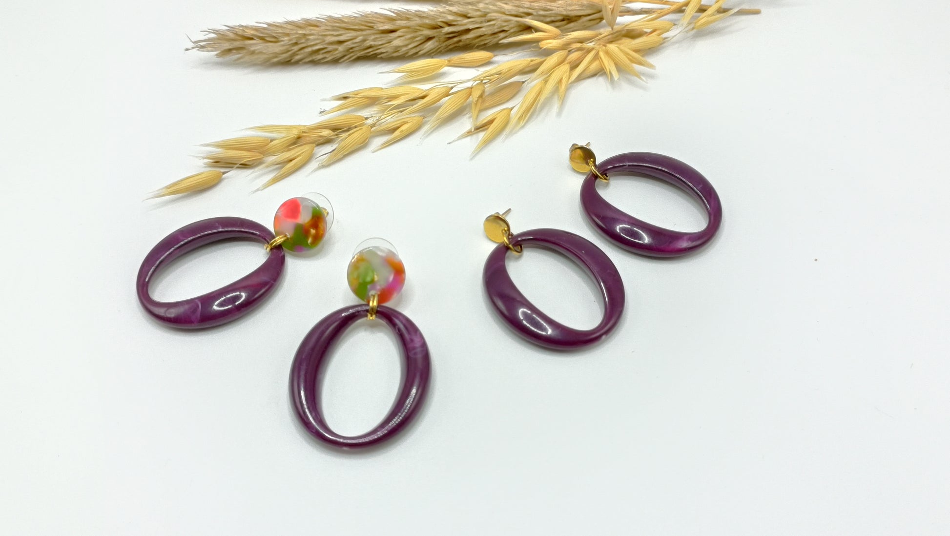 Cadix, boucles d'oreilles violet foncé style vintage  
